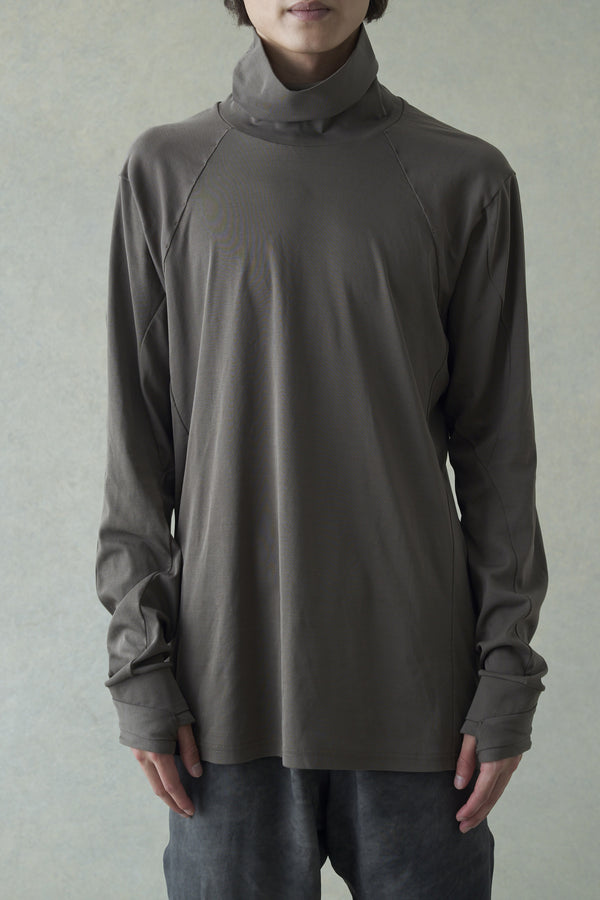 DEVOA 24 spring and summer woven turtleneck pure cotton T-shirt CSC-UHS5 Olive